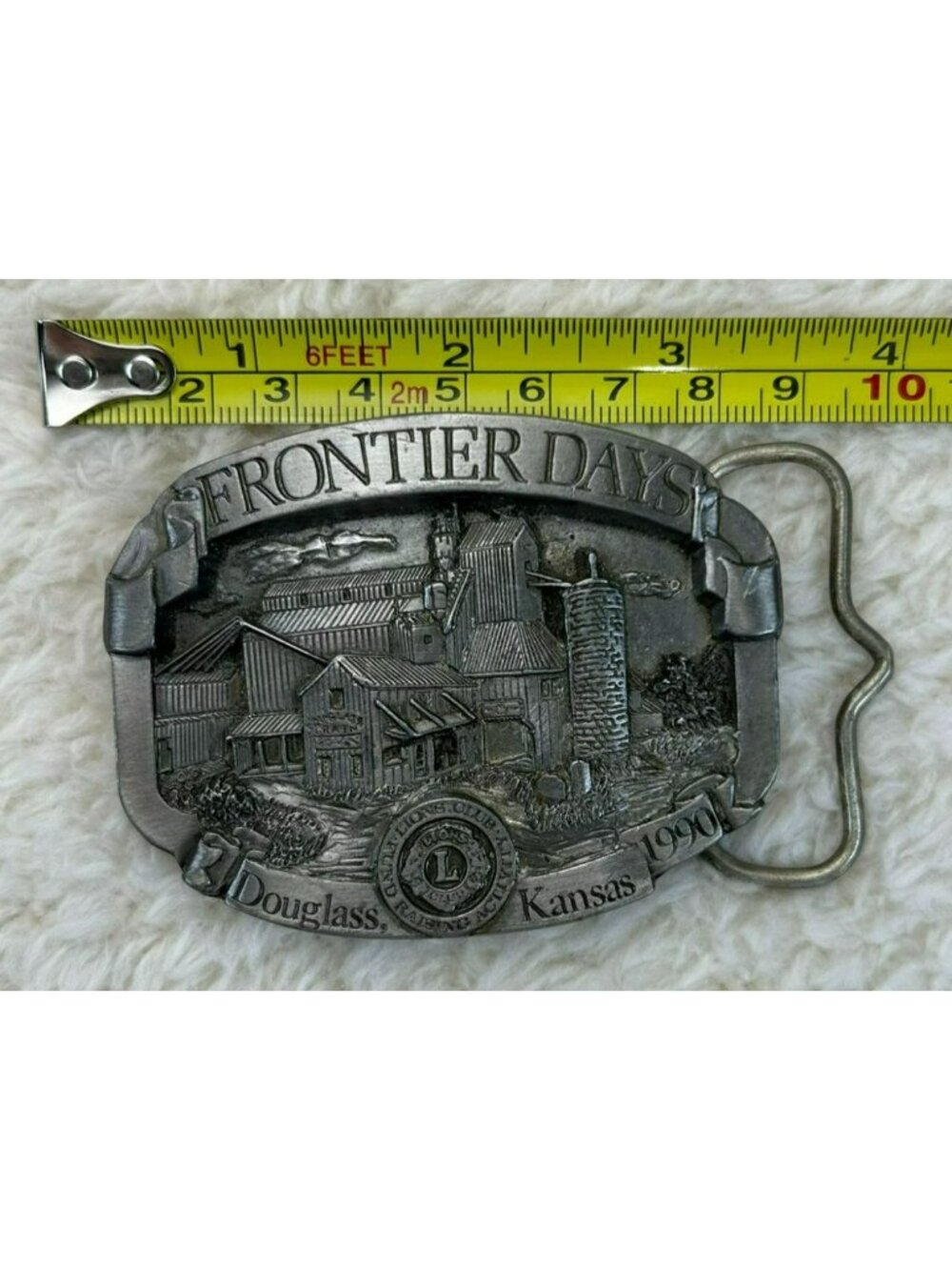 Frontier Days 1990 Limited Edition Pewter Belt Buckle Douglass Kansas Lions Club